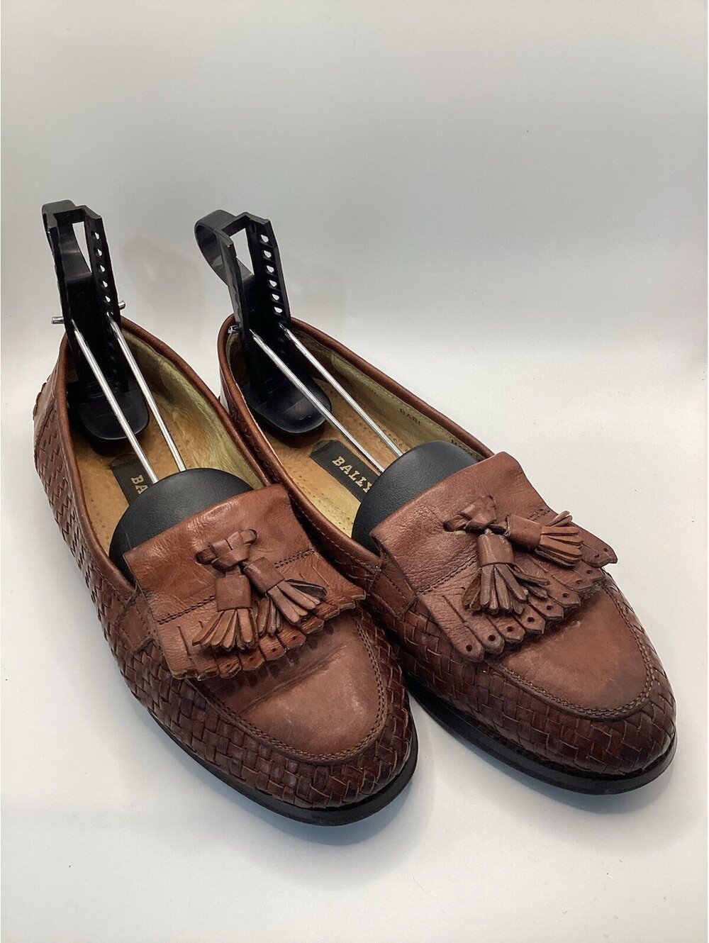 Vintage Bally Tassle Loafers Woven Leather Womens Size 8.5 M Made In Italy